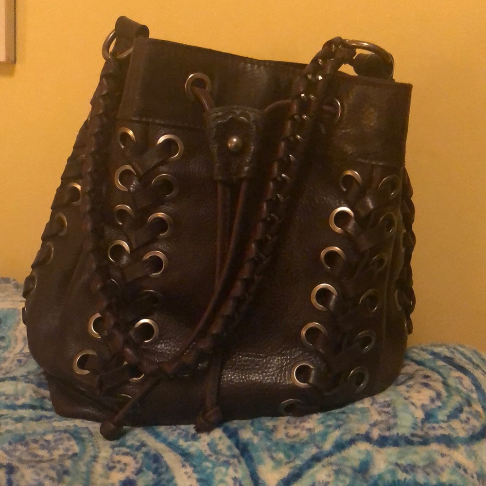 Patricia Nash Brown Leather Bucket Bag